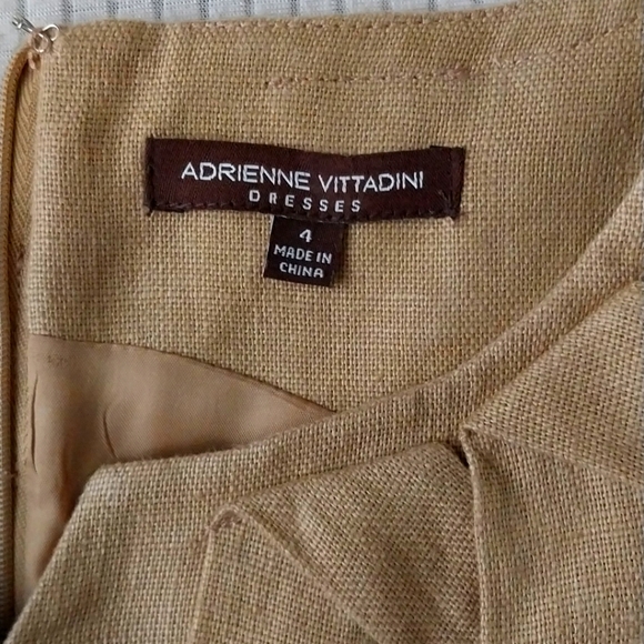 ADRIANNE PAPPELL Dress Sheath Linen Tan Sleeveless Size 4 - Picture 15 of 15
